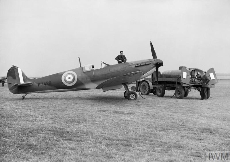 A 19 Squadron Spitfire being refuelled at Fowlmere in September 1940, not long after Fg Off James Coward had been injured. By this time, the cannon jams had become so limiting that 19 Squadron had been re-equipped with the machine-gun-armed Spitfire IA (pictured).